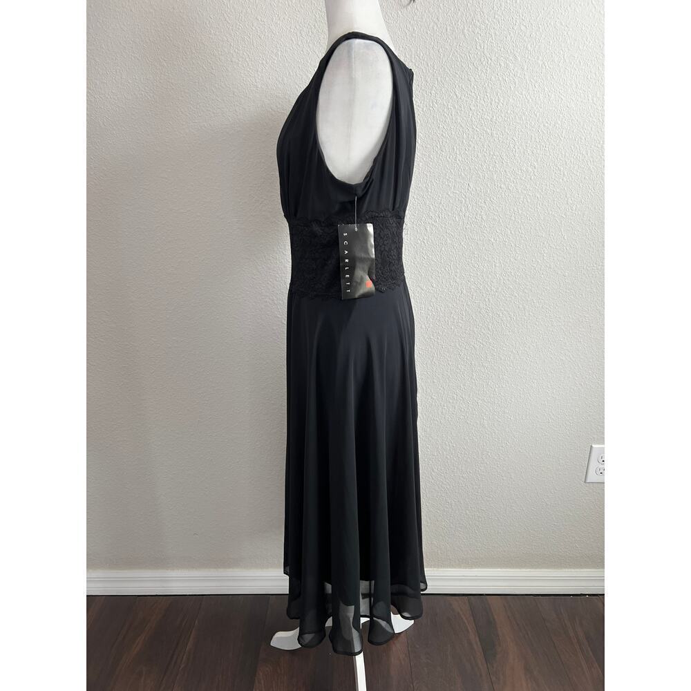 New Scarlett Little Black Dress Women's 14 Sleeveless Chiffon Lace Midi Formal - Picture 4 of 7